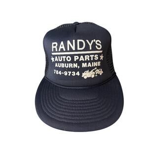 Vintage snapback dad hat trucker Randy's auto car cap blue and white adjustable